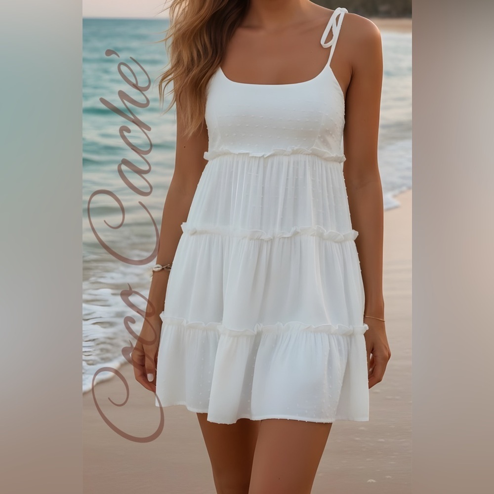 Bohemian Baby Doll Swiss Dot Frill Trim Cami Dress